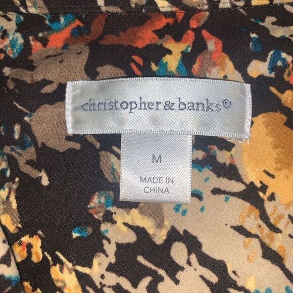 Christopher & Banks Womens Size Medium Button Front Shirt Multicolor Long Sleeve - Picture 2 of 6